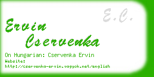 ervin cservenka business card